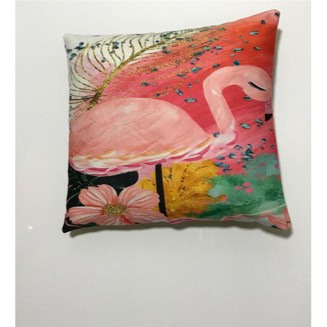  3D İçi Dolu Kırlent Renkli Flamingo